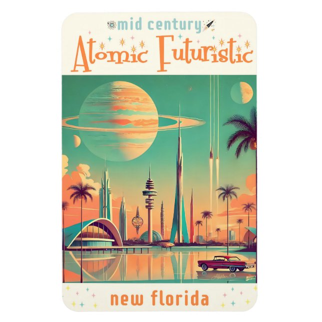 Atomär Futuristisk Nya Florida Magnet (Vertikal)