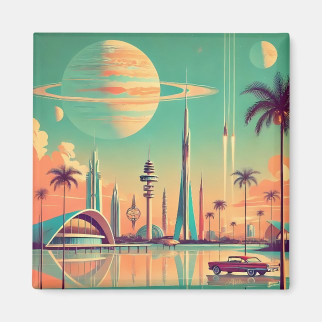 Atomär Futuristisk Nya Florida Magnet (Framsidan)