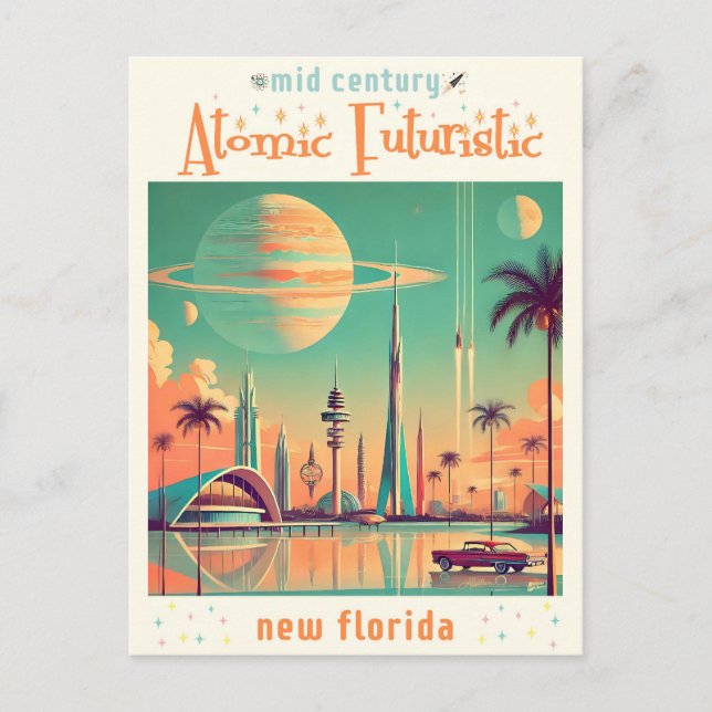 Atomär Futuristisk Nya Florida Vykort (Framsida)