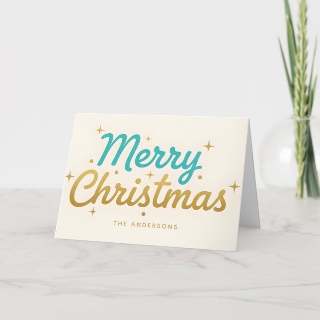 Atomär Midcentury Script God Jul Helgkort (Framsida)