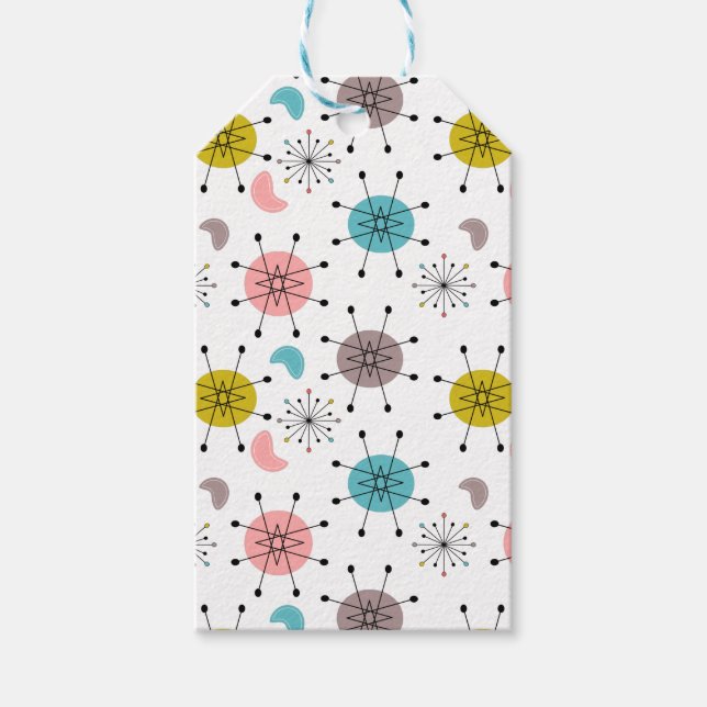 Atomär Retro Starburst-mönster Presentetikett (Framsidan)