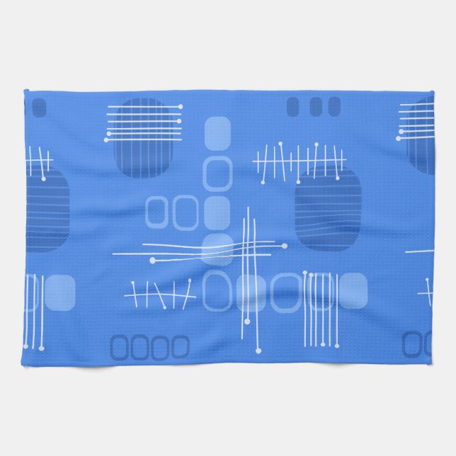 Atomatisk Abstrakt Barkcloth Blue Kökshandduk (Horisontell)