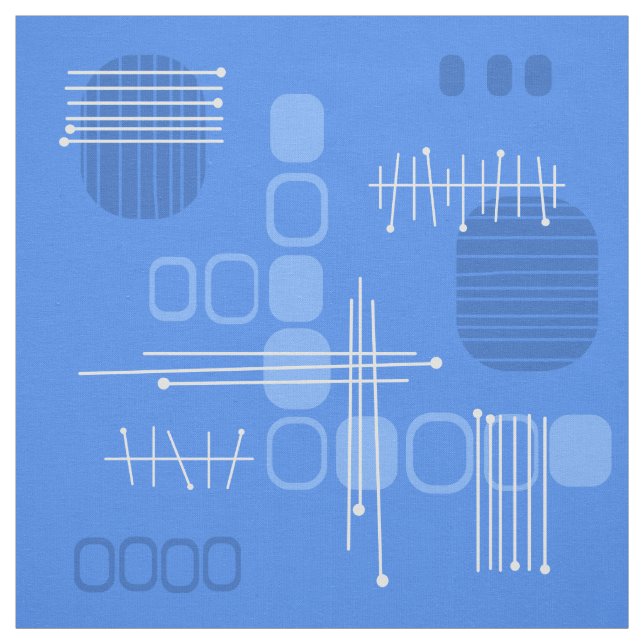 Atomatisk Abstrakt Barkcloth Blue Tyg (Provkarta)