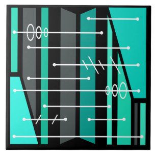 Atomatisk Abstrakt Geometric Art Black Turcos Kakelplatta