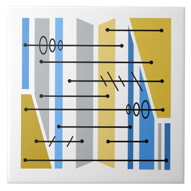 Atomatisk Abstrakt Geometric Art Blue Guld Kakelplatta (Framsidan)