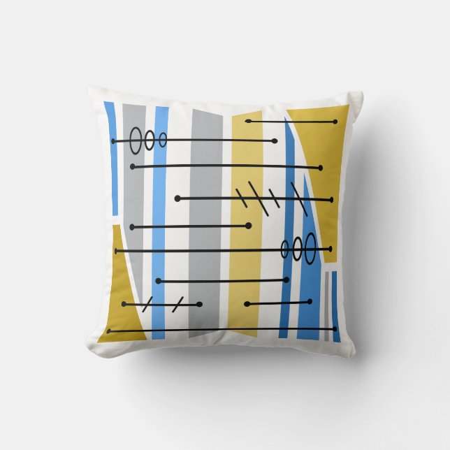Atomatisk Abstrakt Geometric Art Blue Guld Kudde (Framsida)