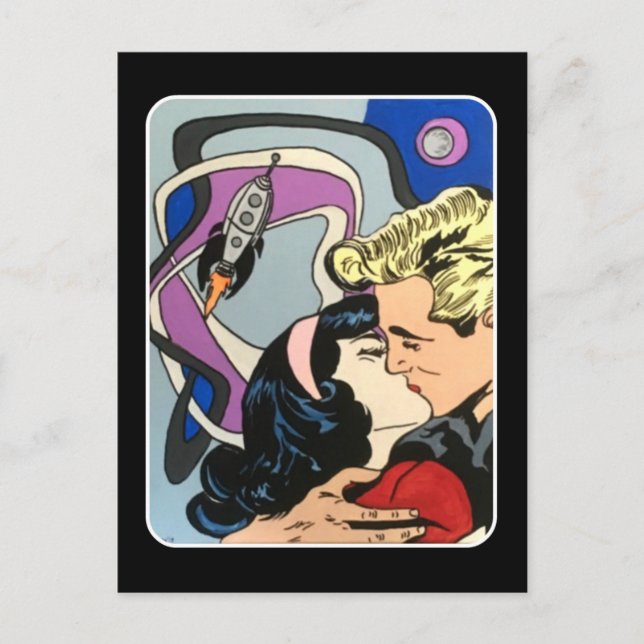 Atomatisk Abstrakt på en Kiss Adjö Vykort (Framsida)