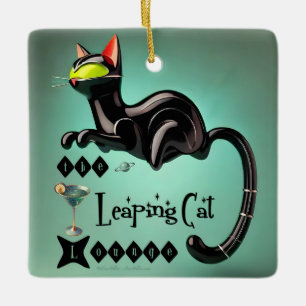 Atomatisk Futuristiska av leaping Cat Lounge Julgransprydnad Keramik