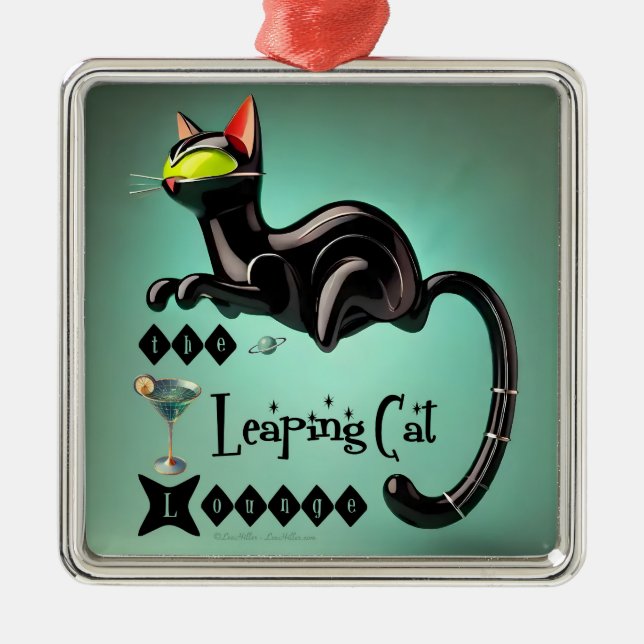 Atomatisk Futuristiska av leaping Cat Lounge Julgransprydnad Metall (Framsidan)