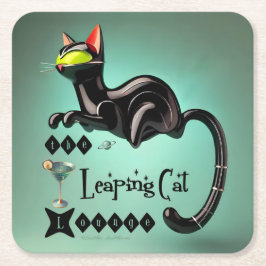 Atomatisk Futuristiska av leaping Cat Lounge Underlägg Papper Kvadrat