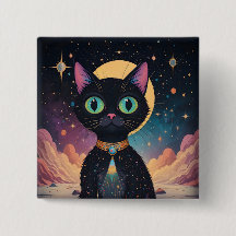 Atomatisk Futuristiska, svart katt i Moonlight