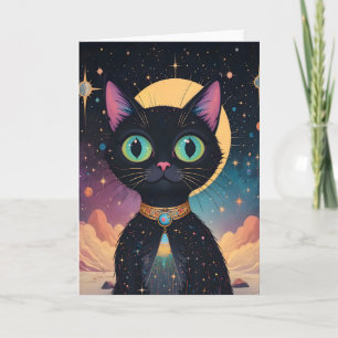 Atomatisk Futuristiska, svart katt i Moonlight Kort