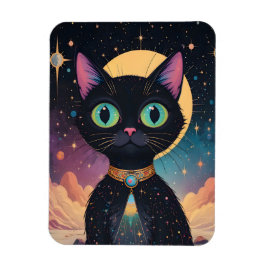 Atomatisk Futuristiska, svart katt i Moonlight Magnet