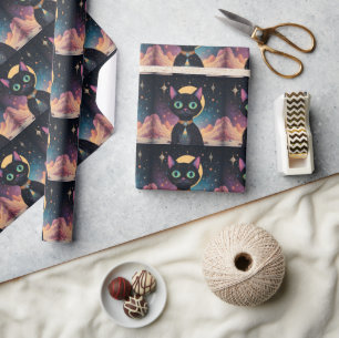 Atomatisk Futuristiska, svart katt i Moonlight Presentpapper