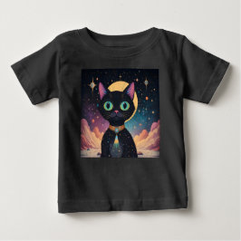 Atomatisk Futuristiska, svart katt i Moonlight T Shirt