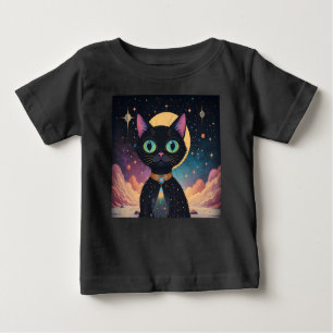 Atomatisk Futuristiska, svart katt i Moonlight T Shirt
