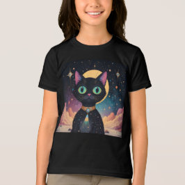 Atomatisk Futuristiska, svart katt i Moonlight T Shirt