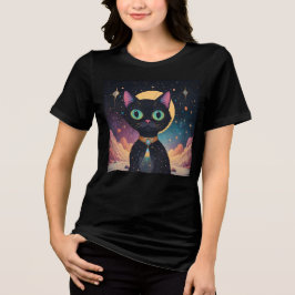 Atomatisk Futuristiska, svart katt i Moonlight T Shirt