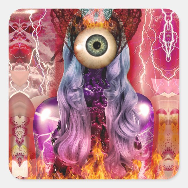 Atomatisk Fyrkantigt Klistermärke (Framsida)