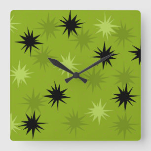 Atomatisk Grönt Starburgs Square Wall Clock Fyrkantig Klocka