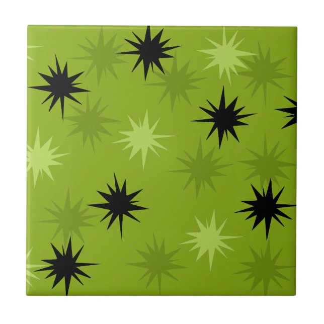 Atomatisk Grönt Starburster Ceramic Tile Kakelplatta (Framsidan)