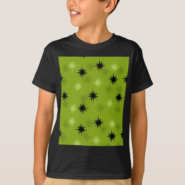 Atomatisk Grönt Starbursts Kids T-Shirt (Framsida)