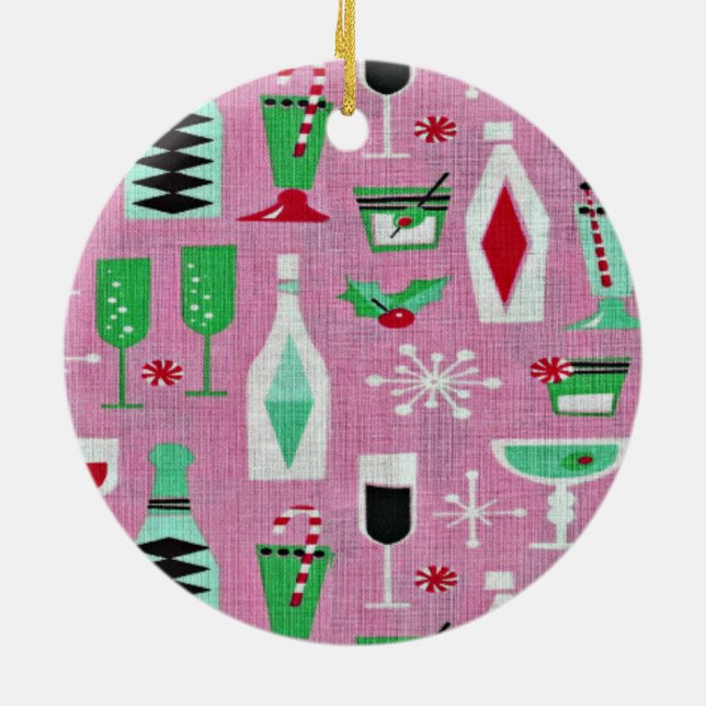 Atomatisk Retro Rosa jul Ornamet Julgransprydnad Keramik (Baksidan)