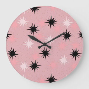 Atomatisk Rosa Starburgs Round Wall Clock Stor Klocka