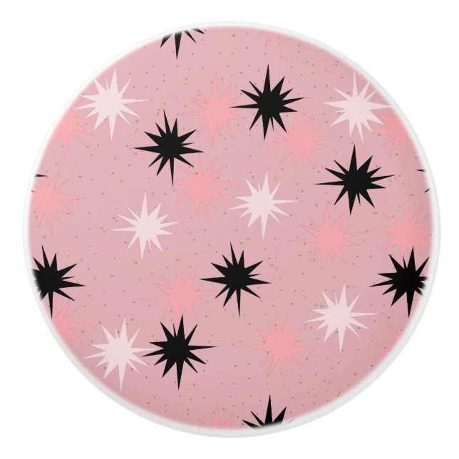 Atomatisk Rosa Starbursts Ceramic Knob Knopp (Framsidan)
