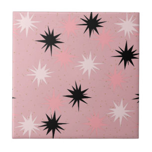 Atomatisk Rosa Starbursts Ceramic Tile Kakelplatta