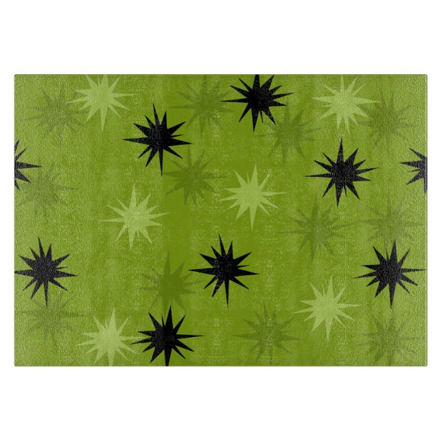 Atombaserade Gröntar Starbursts Glass Caking Board (Framsidan)