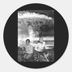 atombomb Cloud Nuclear Krig Retro Vintage Milita Runt Klistermärke