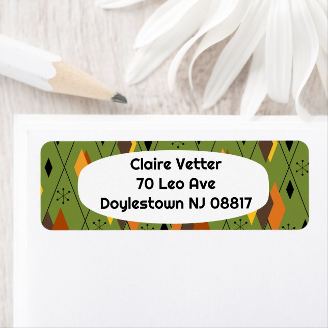 Atomdiamanter från 1970-talet returadress etikett (Insitu)