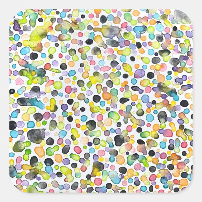 Atomdroppar Fyrkantigt Klistermärke (Framsida)