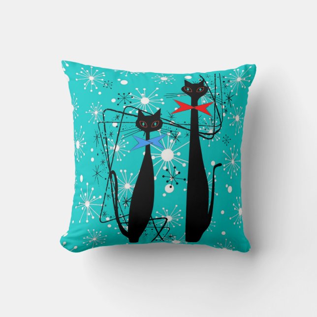 Atomera Mid Century Modern Coola Cat Starburst Kudde (Framsida)