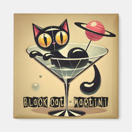 Atomets rymdålder svart Futuristiska Martini Magnet