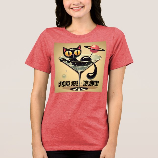 Atomets rymdålder svart Futuristiska Martini T Shirt (Framsida)