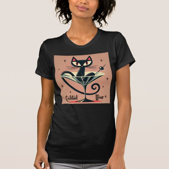 Atomets rymdålder svart Futuristiska Martini T Shirt (Framsida)