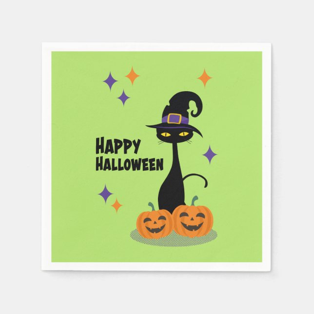 Atomhalloween-katt i mitten av århundradet pappersservett (Framsidan)