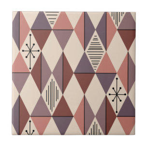 Atomic Age Art Diamonds Mauve Salmon Rosa Kakelplatta