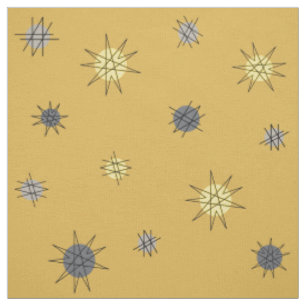 Atomic Age Starburst Planets Ochre Grått Tyg