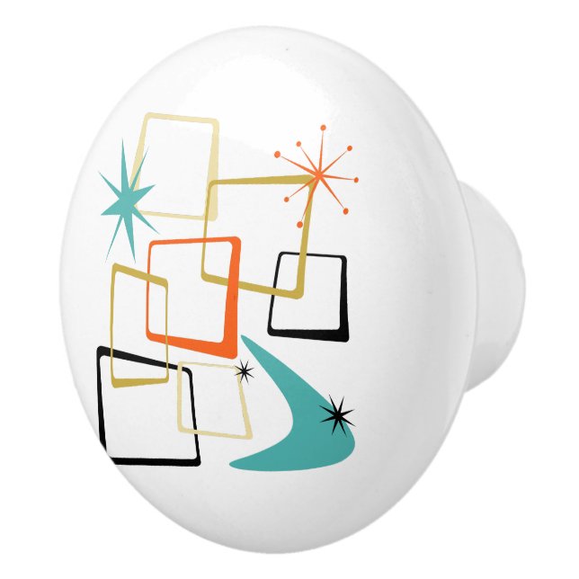 Atomic Age Stars Boomerang Squares Mid Century Knopp (Höger)