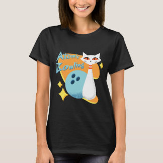 Atomic Cat in Mid-Century Modern Bowling Design T Shirt