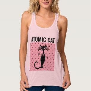 ATOMIC CAT RETRO 1950's T-SHIRTS Linne Med Racerback