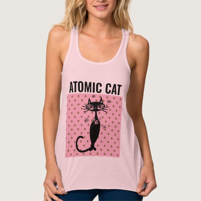 ATOMIC CAT RETRO 1950's T-SHIRTS Linne Med Racerback (Framsida)