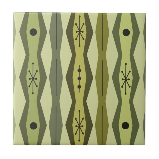 Atomic Era Abstract Columns Green Chartreuse Kakelplatta (Framsidan)