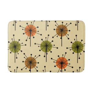 Atomic ERA Sputnik Starburst Flowers Earth Tones Badrumsmatta