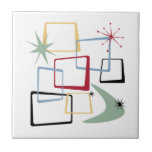 Atomic ERA Stars Boomerang Squares Mid Century Kakelplatta<br><div class="desc">Lägg till stänk i roligt och färg i ditt kök eller badrum med den här fantastiska atomeran i mitten av århundradet,  moderna keramiska plattor. Den här designen har abstrakt fyrkanter,  stjärnor och en bomerang i färg av rött,  grönt,  blått,  gult och svart... så funky!</div>