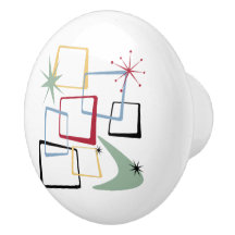 Atomic ERA Stars Boomerang Squares Mid Century