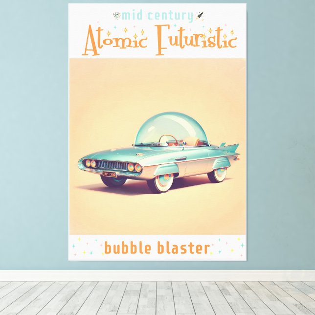 Atomic Futuristic Bubble Blaster Car Canvastryck (Insitu (trägolv))